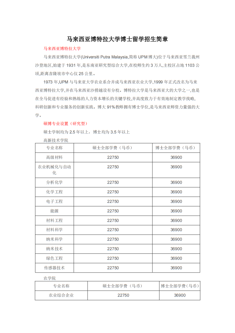 博斯EDU：马来西亚博特拉大学博士留学招生简章